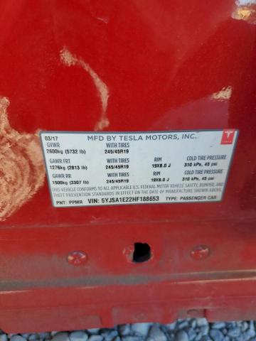 5YJSA1E22HF188653 - 2017 TESLA MODEL S Qırmızı foto 12