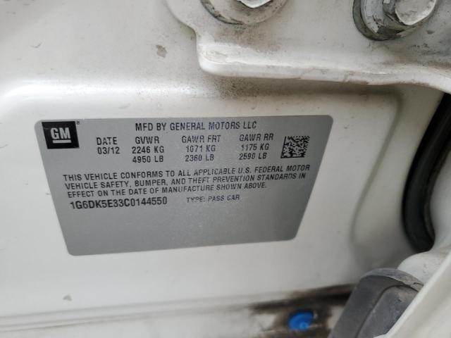 1G6DK5E33C0144550 - 2012 CADILLAC CTS PERFORMANCE COLLECTION Кремовый фото 12