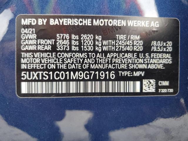 5UXTS1C01M9G71916 - 2021 BMW X3 XDRIVE30E BLUE photo 14