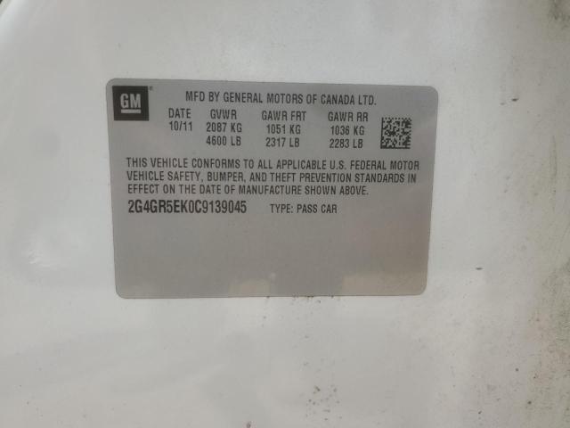 2G4GR5EK0C9139045 - 2012 BUICK REGAL 白色 照片 13
