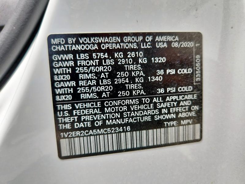 1V2ER2CA5MC523416 - 2021 VOLKSWAGEN ATLAS SEL Ağ foto 14