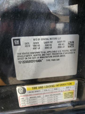 1G1ZC5EU5CF316494 - 2012 CHEVROLET MALIBU 1LT 黑色 照片 12