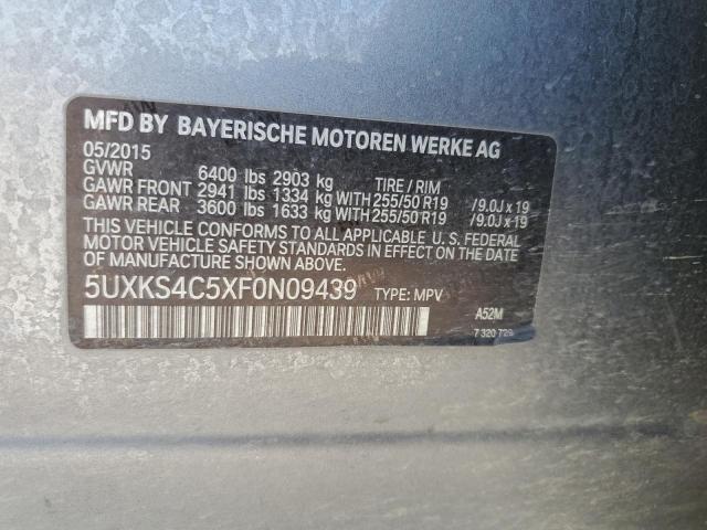 5UXKS4C5XF0N09439 - 2015 BMW X5 XDRIVE35D GRAY photo 13