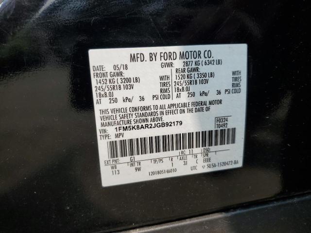 1FM5K8AR2JGB92179 - 2018 FORD EXPLORER POLICE INTERCEPTOR BLACK photo 12