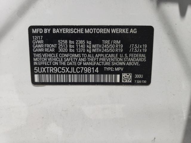 5UXTR9C5XJLC79814 - 2018 BMW X3 XDRIVE30I WHITE photo 13