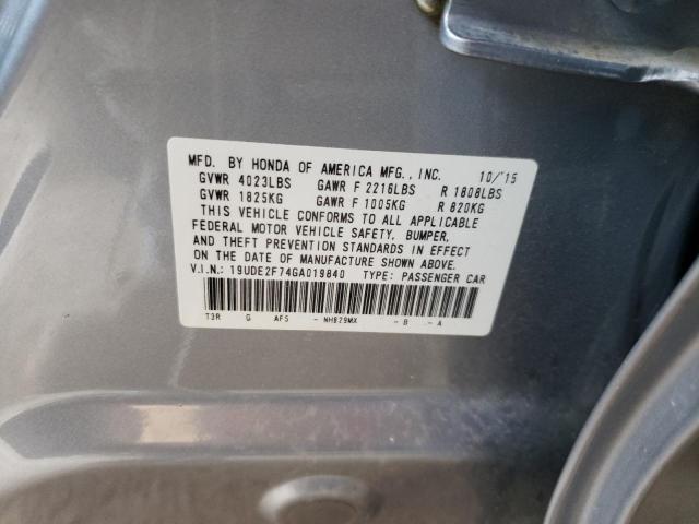 19UDE2F74GA019840 - 2016 ACURA ILX PREMIUM TECH SILVER photo 12