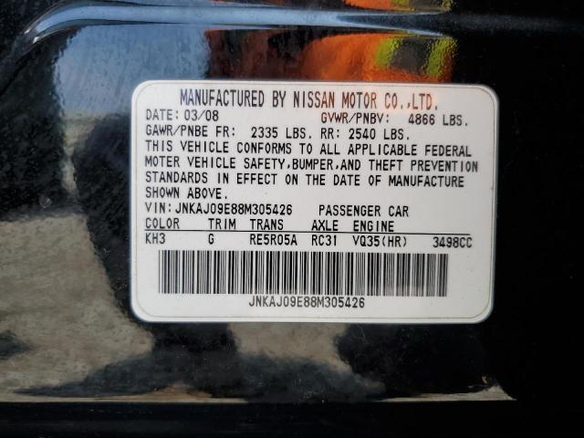 JNKAJ09E88M305426 - 2008 INFINITI EX35 BASE BLACK photo 13