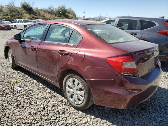 2HGFB2F53CH562222 - 2012 HONDA CIVIC LX MAROON photo 2