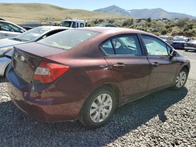 2HGFB2F53CH562222 - 2012 HONDA CIVIC LX MAROON photo 3