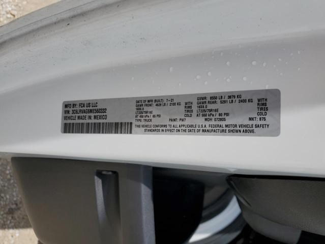 3C6LRVAG6ME560332 - 2021 RAM PROMASTER 1500 STANDARD WHITE photo 13