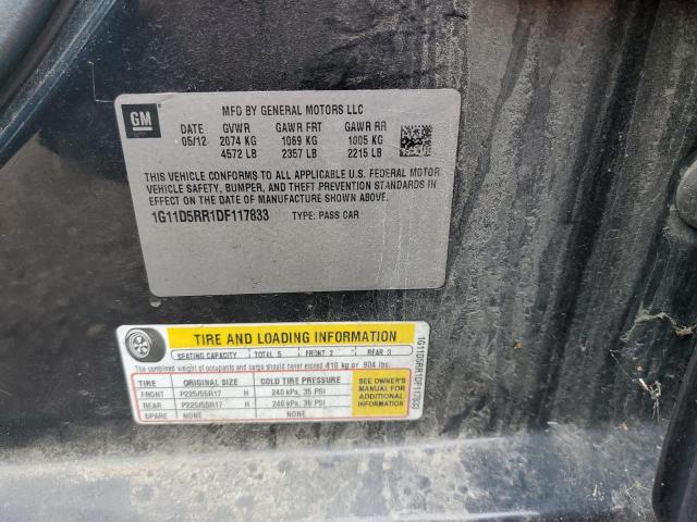 1G11D5RR1DF117833 - 2013 CHEVROLET MALIBU 1LT BLACK photo 12