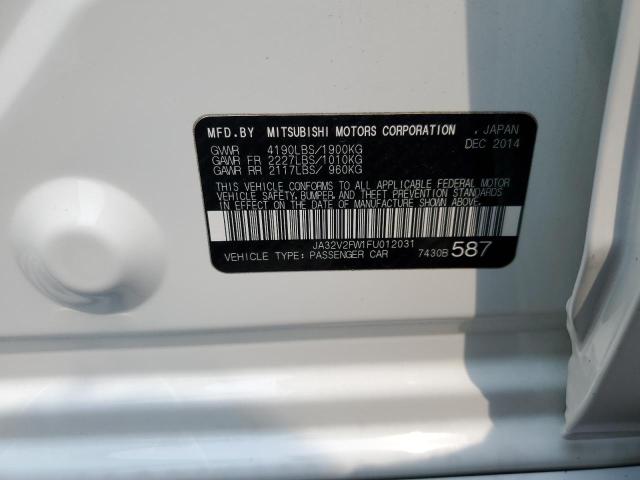 JA32V2FW1FU012031 - 2015 MITSUBISHI LANCER SE WHITE photo 12