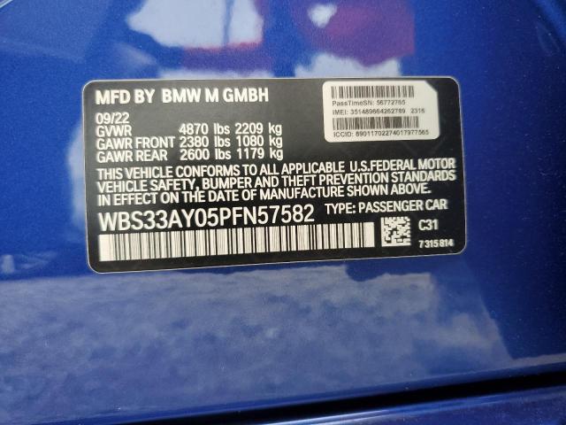 WBS33AY05PFN57582 - 2023 BMW M3 COMPETITION ლურჯი ფოტო 12