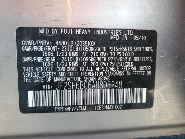 JF2SH6BC6AH803248 - 2010 SUBARU FORESTER XS Күміс фото 12