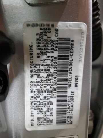 4T1BE32K43U130348 - 2003 TOYOTA CAMRY LE SILVER photo 12