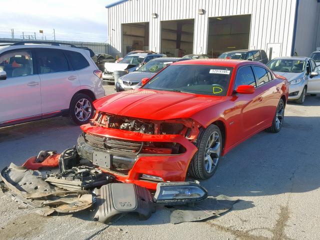 2C3CDXCT5FH826013 - 2015 DODGE CHARGER R/T RED photo 2