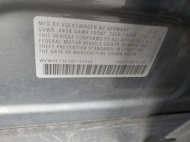 WVWAK73C38E143245 - 2008 VOLKSWAGEN PASSAT KOMFORT GRAY photo 12