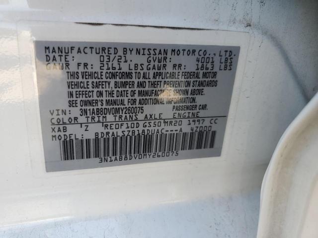 3N1AB8DV0MY260075 - 2021 NISSAN SENTRA SR WHITE photo 12