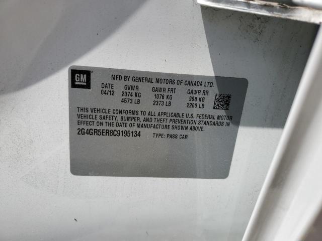 2G4GR5ER8C9195134 - 2012 BUICK REGAL 白色 照片 12