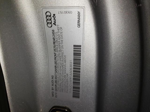 WAUCVAFR1AA063031 - 2010 AUDI S5 PREMIUM PLUS 银色 照片 13