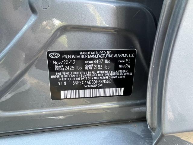 5NPEC4AB8DH649588 - 2013 HYUNDAI SONATA SE GRAY photo 10