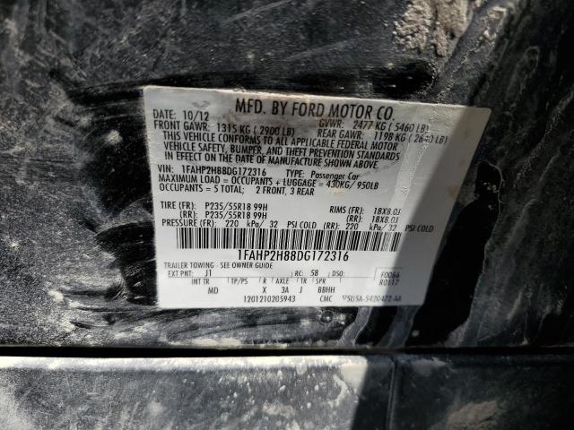 1FAHP2H88DG172316 - 2013 FORD TAURUS SEL CHARCOAL photo 12