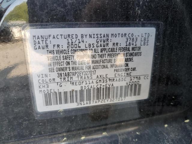 3N1AB7AP2EY327017 - 2014 NISSAN SENTRA S BLACK photo 12