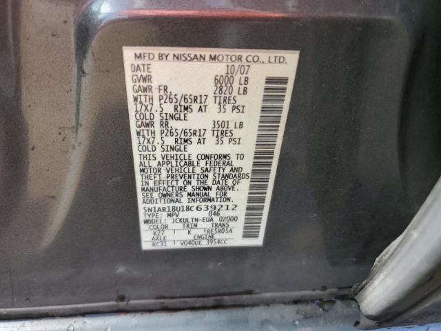 5N1AR18U18C639212 - 2008 NISSAN PATHFINDER S SILVER photo 14