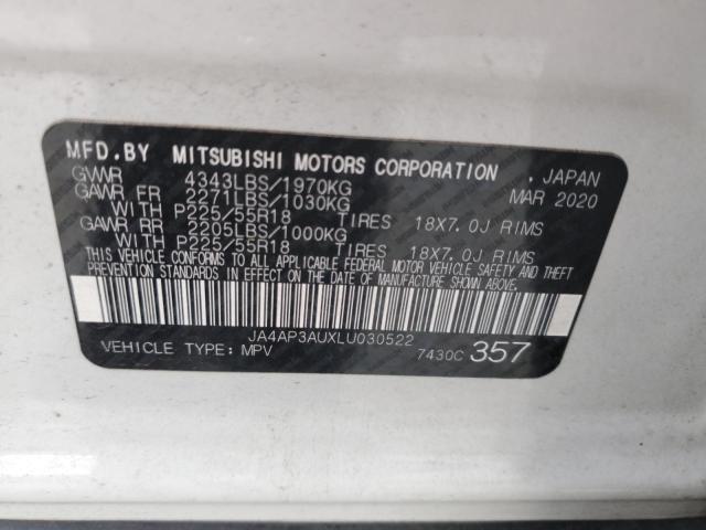 JA4AP3AUXLU030522 - 2020 MITSUBISHI OUTLANDER ES WHITE photo 13