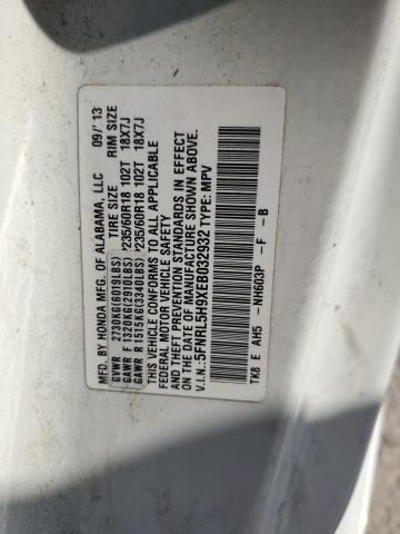 5FNRL5H9XEB032932 - 2014 HONDA ODYSSEY TOURING WHITE photo 14