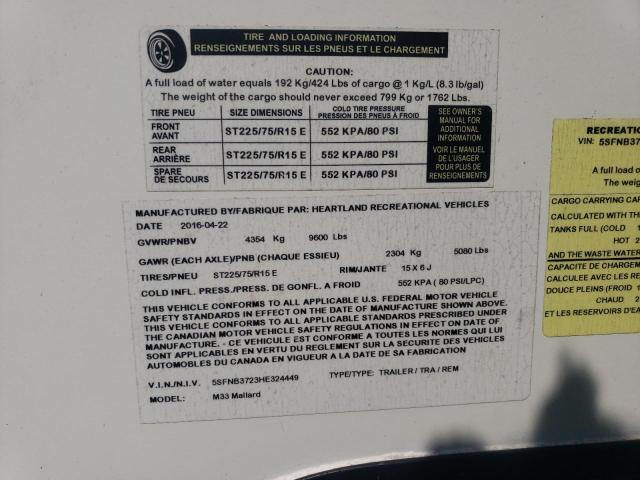 5SFNB3723HE324449 - 2017 HEARTLAND GATEWAY 白色 照片 10