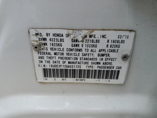 19UDE2F72GA001725 - 2016 ACURA ILX PREMIUM TECH WHITE photo 13