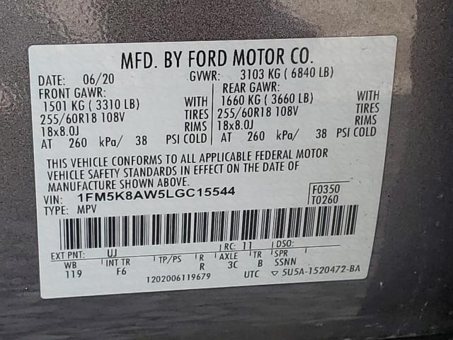 1FM5K8AW5LGC15544 - 2020 FORD EXPLORER POLICE INTERCEPTOR GRAY photo 13