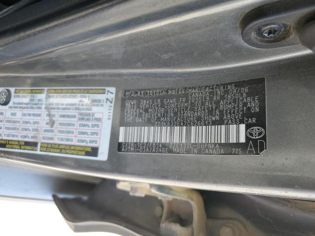 2T1KR32E47C626613 - 2007 TOYOTA COROLLA MA XR GRAY photo 12