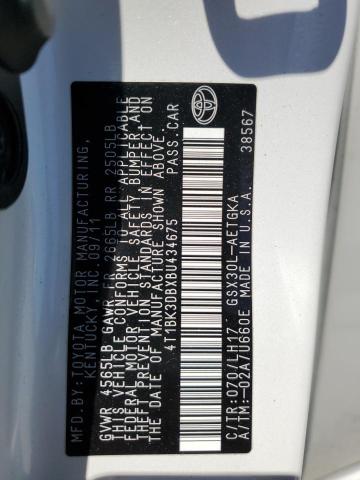 4T1BK3DBXBU434675 - 2011 TOYOTA AVALON BASE Ağ foto 12