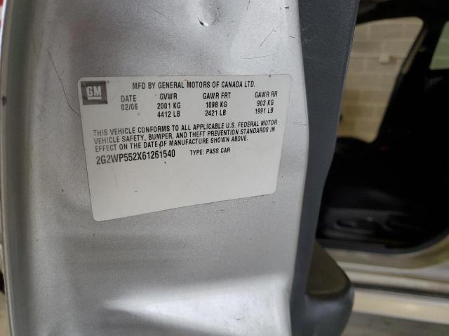 2G2WP552X61261540 - 2006 PONTIAC GRAND PRIX 银色 照片 12