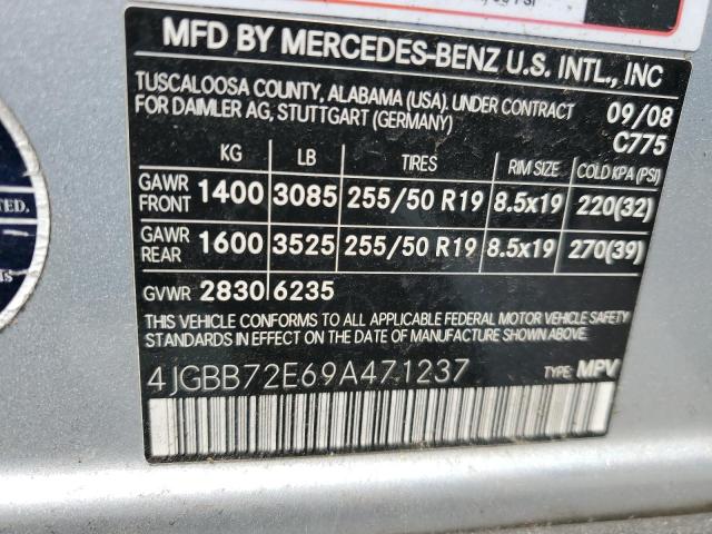 4JGBB72E69A471237 - 2009 MERCEDES-BENZ ML 550 SILVER photo 13