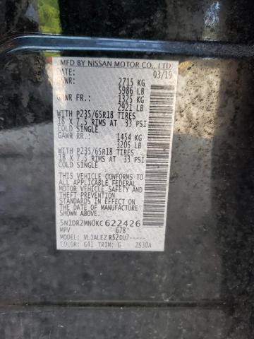 5N1DR2MN0KC622426 - 2019 NISSAN PATHFINDER S BLACK photo 13