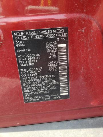 KNMAT2MV1GP628132 - 2016 NISSAN ROGUE S RED photo 13