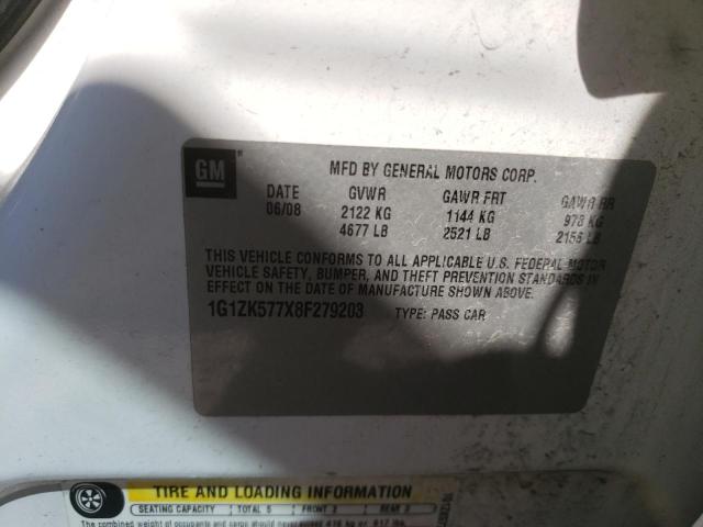 1G1ZK577X8F279203 - 2008 CHEVROLET MALIBU LTZ თეთრი ფოტო 12