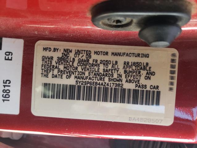 5Y2SP6E84AZ417382 - 2010 PONTIAC VIBE BURGUNDY photo 12