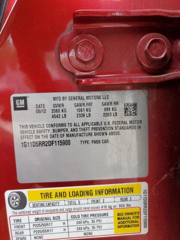 1G11D5RR2DF115900 - 2013 CHEVROLET MALIBU 1LT RED photo 12