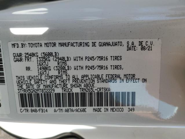 3TYRX5GN2MT032229 - 2021 TOYOTA TACOMA ACCESS CAB Ақ фото 13
