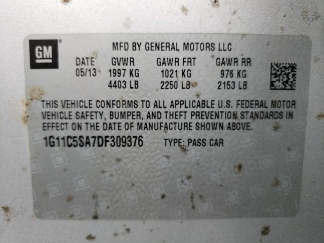 1G11C5SA7DF309376 - 2013 CHEVROLET MALIBU 1LT 银色 照片 12