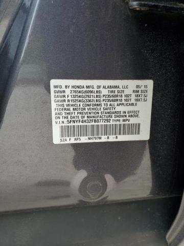 5FNYF4H32FB077292 - 2015 HONDA PILOT SE GRAY photo 12