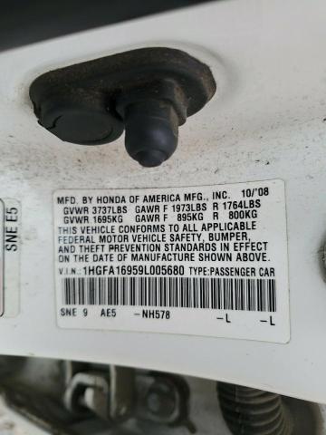 1HGFA16959L005680 - 2009 HONDA CIVIC EXL WHITE photo 13