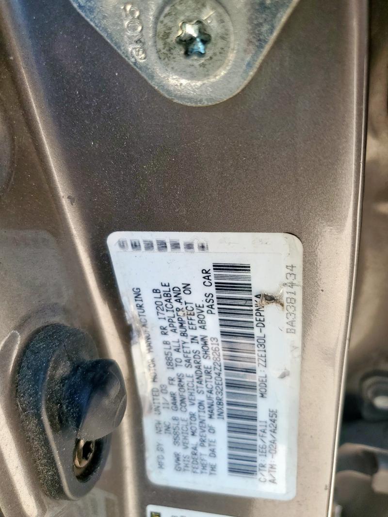 1NXBR32E04Z282613 - 2004 TOYOTA COROLLA CE GRAY photo 12