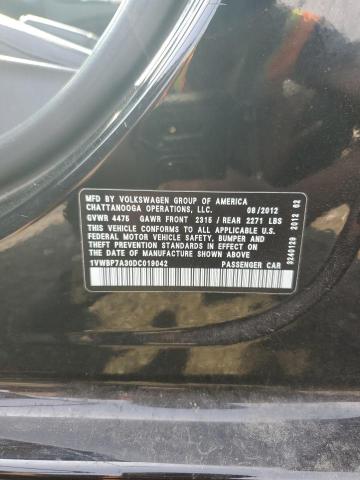 1VWBP7A30DC019042 - 2013 VOLKSWAGEN PASSAT SE შავი ფოტო 12