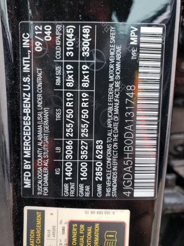 4JGDA5HB0DA131748 - 2013 MERCEDES-BENZ ML 350 4MATIC BLACK photo 13