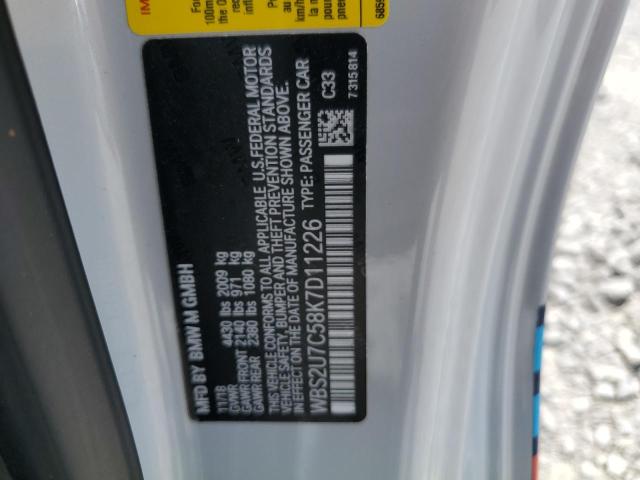 WBS2U7C58K7D11226 - 2019 BMW M2 COMPETITION GRAY photo 12